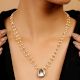 Pearl Double Strand Necklace with Clear Teardrop Pendant