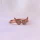 Sterling Silver Rose Gold Wings Adjustable Ring