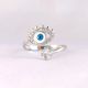 Sterling Silver Light Blue Evil Eye Lash Ring