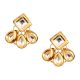 Gold Tone Square & Triple Teardrop Cluster Earrings Pair