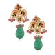 Mirror Petal Cluster Earrings with Pink Beads & Green Teardrop Pair