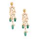 Cascading Mirror & Green Stone Earrings with Pearl Clusters Pair