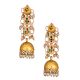 Triple Teardrop Mirror & Pearl Jhumka Earrings Pair