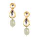 Round & Teardrop Mirror Earrings with Green Bead Drop Pair