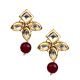 Square Mirror Petal Cluster Earrings with Red Bead Drop Pair