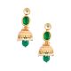 Mirror & Green Stone Jhumka Earrings with Pearl Dome Pair