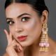 Mirror Floral Tassel Earrings with Pink Beads & Pearls Pair