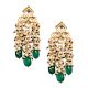 Mirror Cluster Tassel Earrings with Pearl & Green Beads Pair
