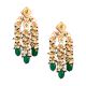 Mirror Cluster Tassel Earrings with Pearl & Green Beads Pair