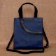 Compact Navy Charcoal Leather Handbag Zipper Closure