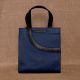 Compact Navy Charcoal Leather Handbag Zipper Closure