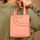 Small Blush Leather Handbag with Inner Pockets