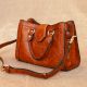 Structured Hazel Leather Handbag with Magnetic Loop