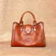 Structured Hazel Leather Handbag with Magnetic Loop