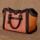 Blush Peach Black Leather Handbag with Magnetic Closure