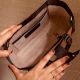 Blush Peach Black Leather Handbag with Magnetic Closure