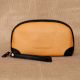 Peach Charcoal Leather Wristlet Clutch Zipper Organizer