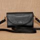 Charcoal Leather Wallet Magnetic Flap Detachable Sling