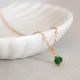 Gold Plated Minimalist Necklace with Green Bead Charm