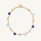 22K Gold Plated Gemstone Bracelet with Iolite and Blue Topaz
