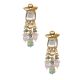 Mirror Stone Drop Earrings with Pearl and Pastel Bead Tassels