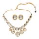 Mirror Stone Collar Necklace Set with Pearl Border Detailing