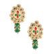Emerald Enamel Mirror Drop Earrings with Handcrafted Gold Tone Finish
