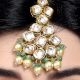 Ivory Pearl Mint Bead Mirror Stone Maang Tikka Handmade Bridal Jewelry