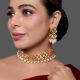 Pearl Lattice Mirror Stone Choker Necklace Set with Matching Earrings