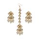 Pearl Drop Lattice Mirror Earrings with Handcrafted Gold Finish