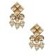 Pearl Drop Lattice Mirror Earrings with Handcrafted Gold Finish