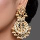 Handcrafted Pearl Halo Mirror Chandelier Earrings for Festive Wear