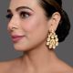 Handcrafted Mirror Stone Statement Drop Earrings with Gold Finish