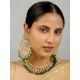 Classic Kundan Necklace Set With Chandelier Earrings