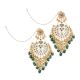 Traditional Kundan Chandbali Earrings With Pearl Drops