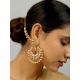 Handmade Regal Crescent Kundan Pearl Earcuffs