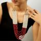 Handcrafted Multi Layer Pearl Bead Statement Necklace