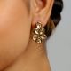Handcrafted Floral Kundan Stud Earrings Heritage Finish