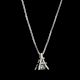 Eifel Tower with Dangling Solitaire 925 Sterling Silver Pendant
