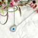 Evil Eye Droplet Pendant with 925 Sterling Silver Chain