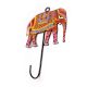 Handpainted Elephant Design Iron Wall Hook with Traditional Indian Art