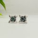 Oxidised Green Stone Flower 925 Sterling Silver Ear Ring