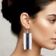 Handmade Rectangular Fabric Drop Earrings
