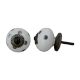 White Silver Dotted Ceramic Almirah Knob