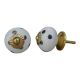 White Silver Dotted Ceramic Almirah Knob