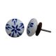 Blue Floral Flat Knob