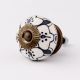 Black Grey Floral Ceramic Knob