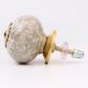 White Round Crackle Cream Dresser Knob