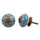 Turquoise Leaf Floral Ceramic Knob