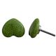 Pea Green Heart Crackle Ceramic Knob